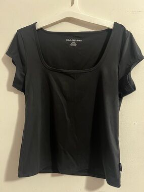 Calvin Klein Jeans Black Scoop Neck Short Sleeve Top
